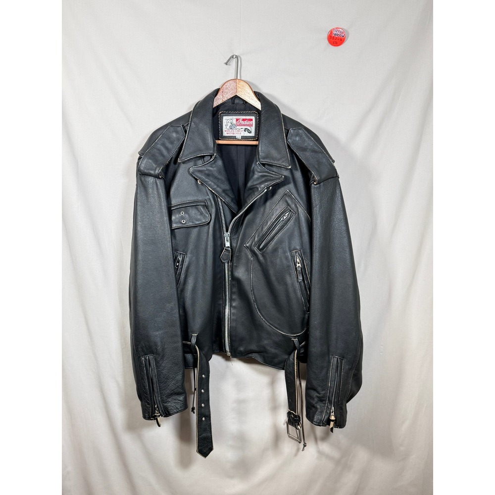 Vintage Indian Motorcycle Leather Biker Jacket 90s Ghostpatch Black XL Canada